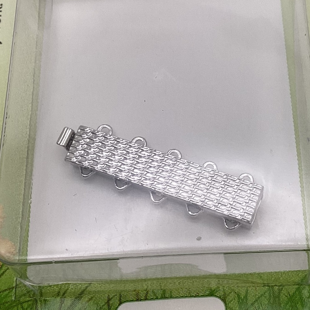 Clasp for jewelry making 32x7mm rhodium plated basketweave design clasp